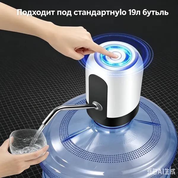 Электрическая помпа для воды на бутыль, портативный диспенсер с USB зарядкой, подходит для бутылей 4.519 л, автоматическая подача воды для дома, офиса и дачи