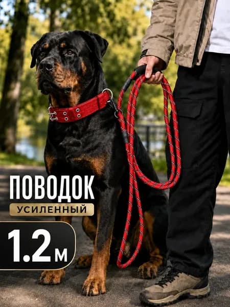Нейлоновый поводок для собак светоотражающий 1.2 м