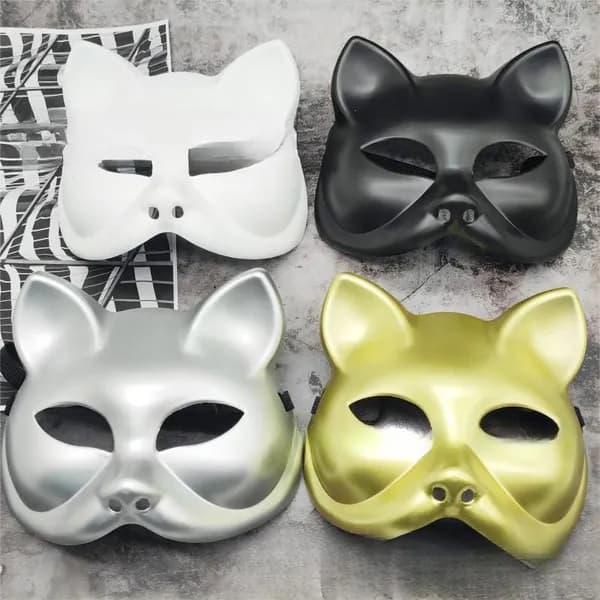 Кошачья маска, 1 шт., пластиковая маска, белый