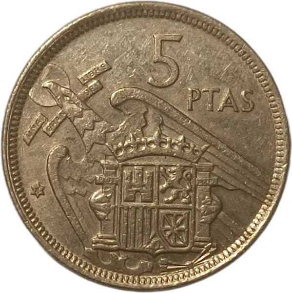 Монета Испания 5 песет 1957