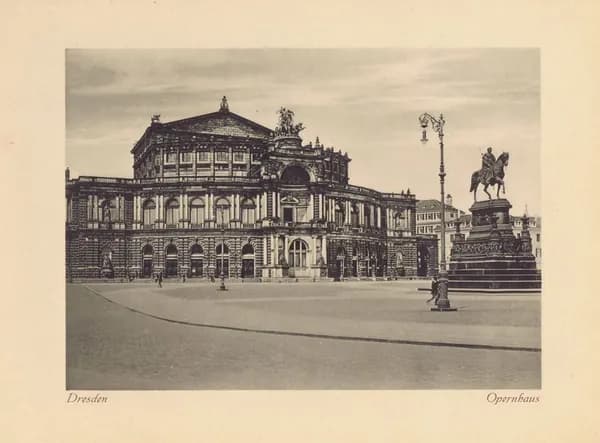 Дрезден. Здание Оперы. Антикварная фотогравюра. Германия, ок. 1910 года