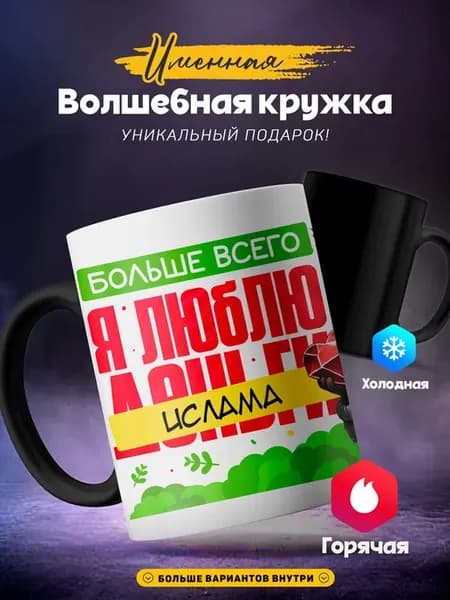 Мужская кружка хамелеон Ислам больше всего люблю