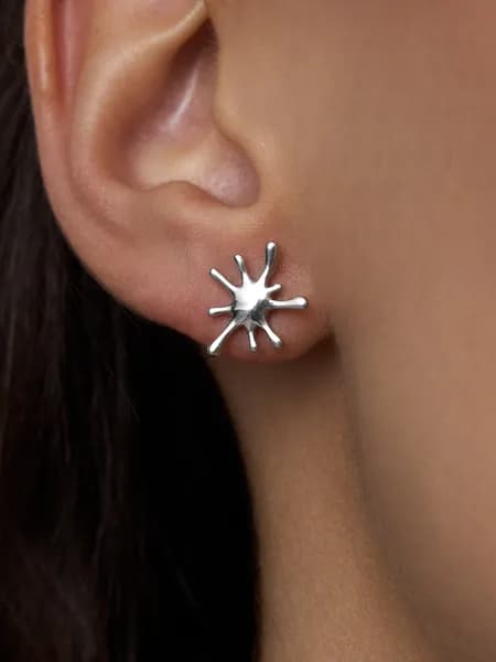 Серьги женские серебро 925, серебряные серьги кляксы, детские гвоздики, пусеты, MARIOLA