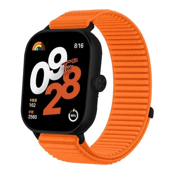 Нейлоновый ремешок, подходит для Redmi Watch 4/5, Xiaomi Mi Band 8/9 Pro. Имеет застежку-липучку для мягкой и удобной посадки, устойчивой к деформации.