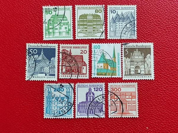 Марки Германия 1973. "Замки, крепости и другие достопримечательности Германии". Гашение. Редкость - см фото