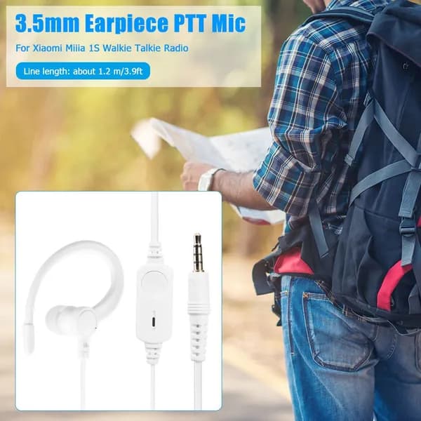 Наушники-гарнитура с микрофоном и кнопкой PTT, белые, для рации Xiaomi Mijia 1S, 3,5 мм