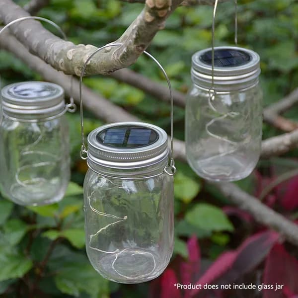 Солнечная светодиодная крышка для банок Mason Jar, 10 LED, белый свет, 1 м