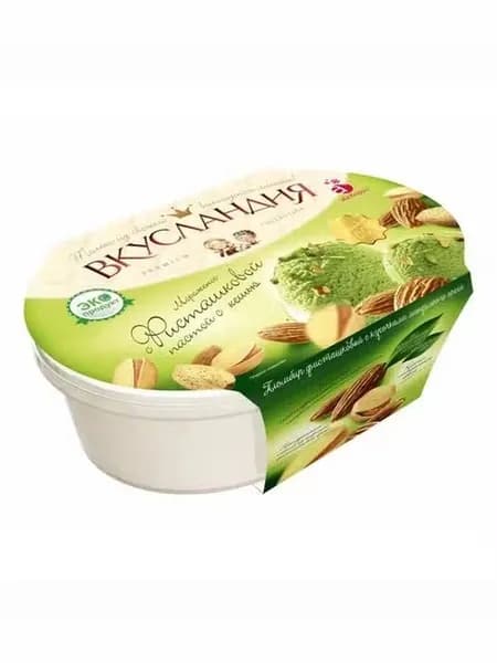 Мороженое пломбир Вкусландия фисташковое с миндалем БЗМЖ 450 г