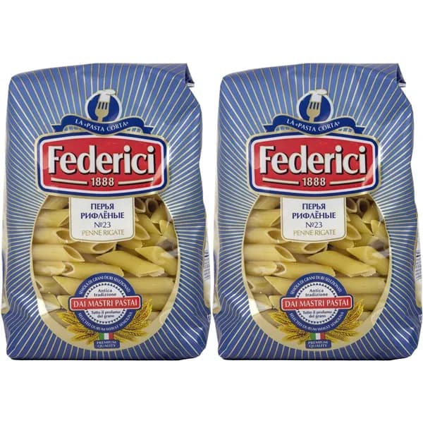 Макаронные изделия Federici Перья рифленые No 23 400 г, набор: 2 штуки