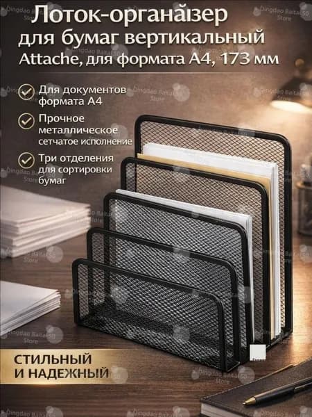 Вертикальный лоток-органайзер для бумаг формата A4, удобный держатель документов и папок, компактный настольный аксессуар для дома и офиса
