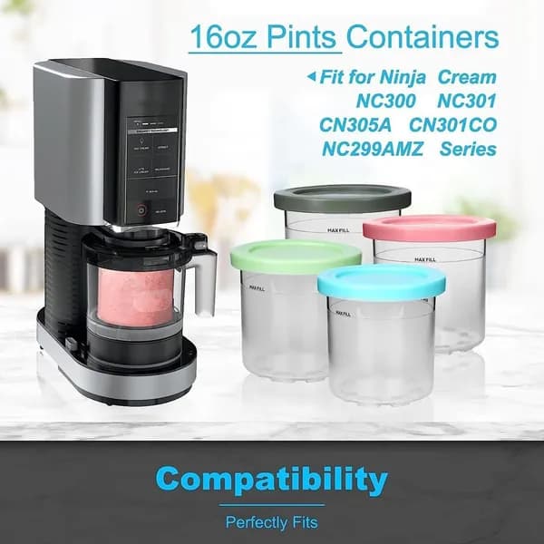 4 шт. чашка для пинтов мороженого для Ninja Creami Pints с крышками для серии NC301 NC300