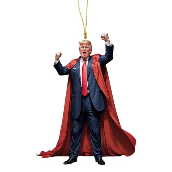 Акриловый кулон-брелок с изображением Трампа в стиле Супермена