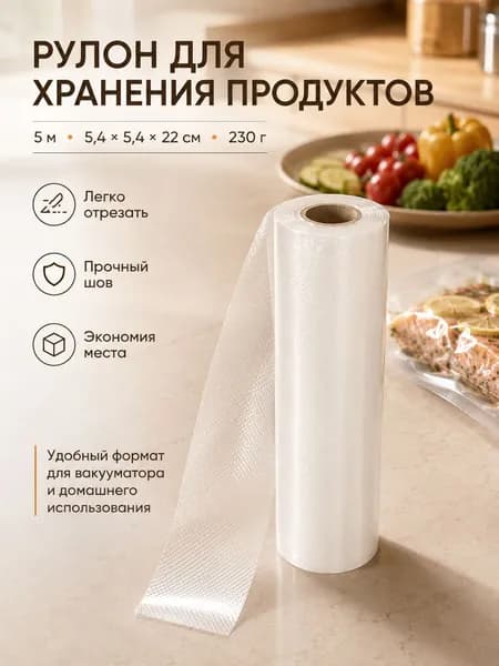 Вакуумный рулон для хранения продуктов 5 м прочные пакеты для мяса, рыбы, овощей и заморозки