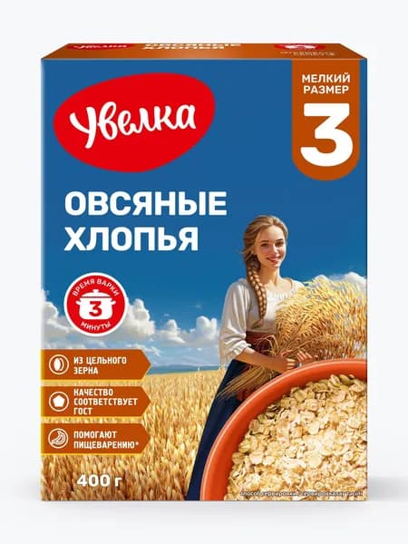 Хлопья Увелка овсяные Быстрые, 400 г
