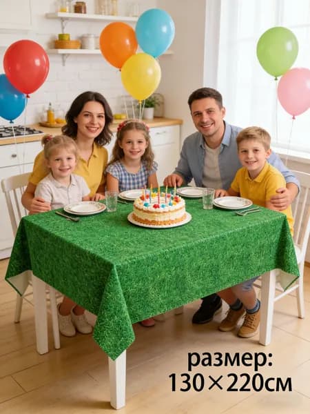 Скатерть одноразовая ПВХ для футбольного поля 130x220 см, зеленая, тематическая для вечеринки, пикника