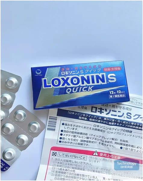 Японский препарат LOXONIN для быстрого снижения температуры, снятия воспаления и обезболивания, 12 таблеток в упаковке.