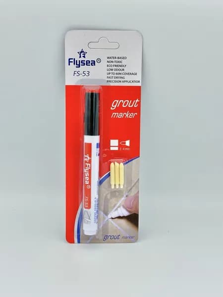 Маркер для закрашивания плиточных швов, затирка Flysea Grout Marker FS-53 с 3 запасными наконечниками, цвет черный