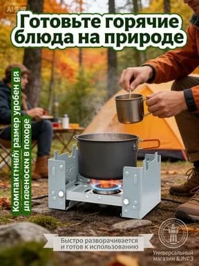 Переносная складная немецкая плита, серебристая, 1 шт