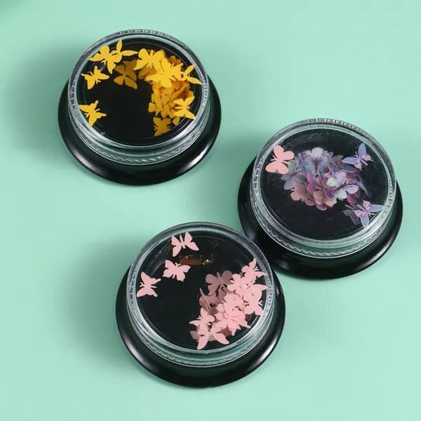 Мини-наклейки для ногтей с бабочками из древесной массы в наборе из 4 штук для маникюра