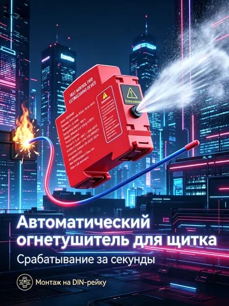 Автономная установка аэрозольного пожаротушения, автоматический огнетушитель для автомобиля, электрощита и ИБП, крепление на DIN-рейку, термоактивирующийся, 10г