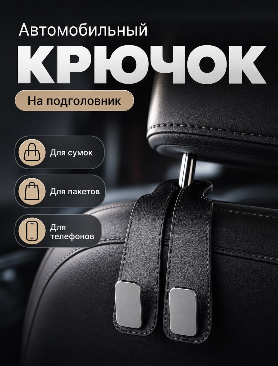 Крючок держатель на подголовник в автомобиль