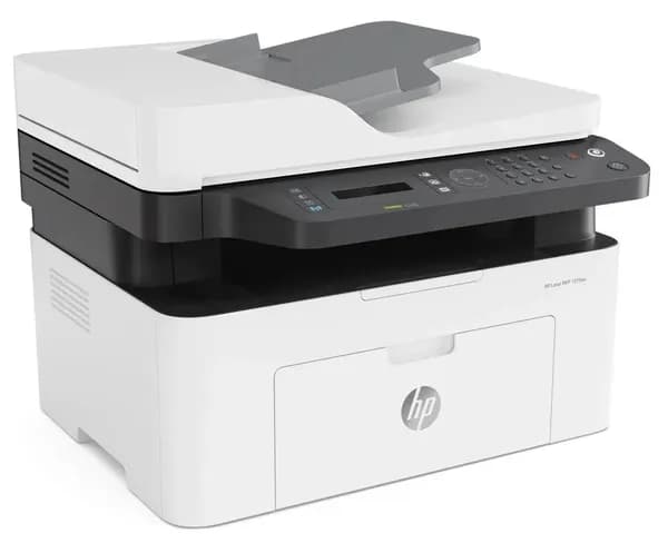 HP МФУ Лазерное Laser MFP 137fnw A4 Русское меню, WiFi, LAN, USB кабель в комплекте, Перезаправляемый картридж, Гарантия 12 мес, бежевый, серый