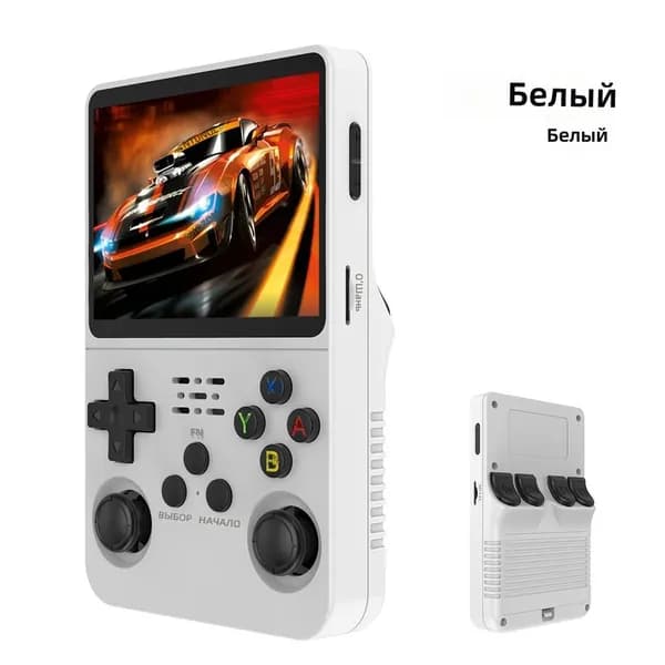 Портативная игровая консоль R36S с Android, 64 ГБ, белая прозрачная версия