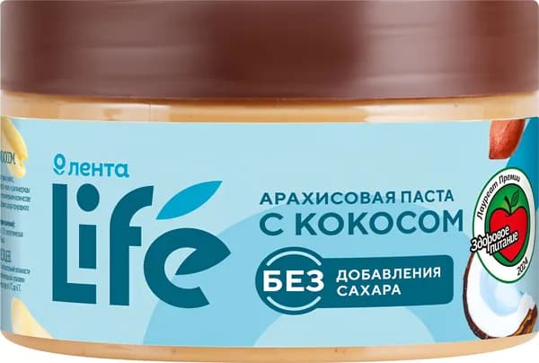 Паста арахисовая ЛЕНТА LIFE с кокосом, 250г
