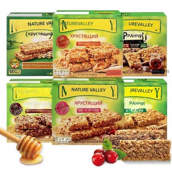 Хрустящие овсяные батончики Nature Valley, ассорти вкусов, 210 г