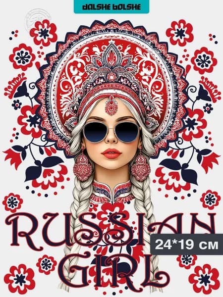 Термонаклейка на одежду Russian Girl 24*19см