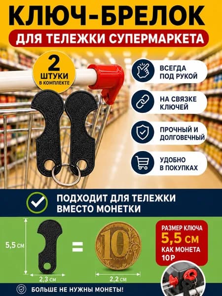 Ключ-брелок для тележки супермаркета