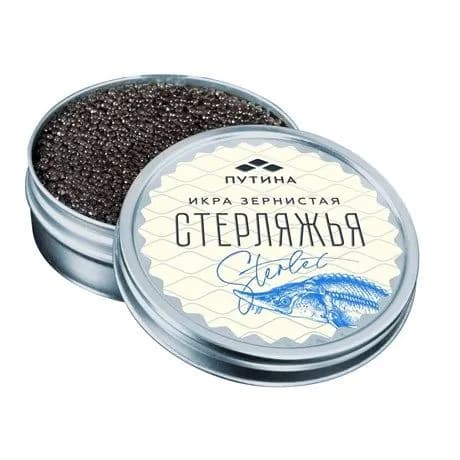 Икра черная Путина стерляжья зернистая, 50г