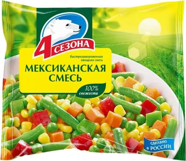 Смесь овощная 4 Сезона Мексиканская быстрозамороженная 400г