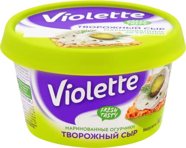 Сыр творожный КАРАТ Виолетта с огурцами и зеленью 70% без змж, 140г