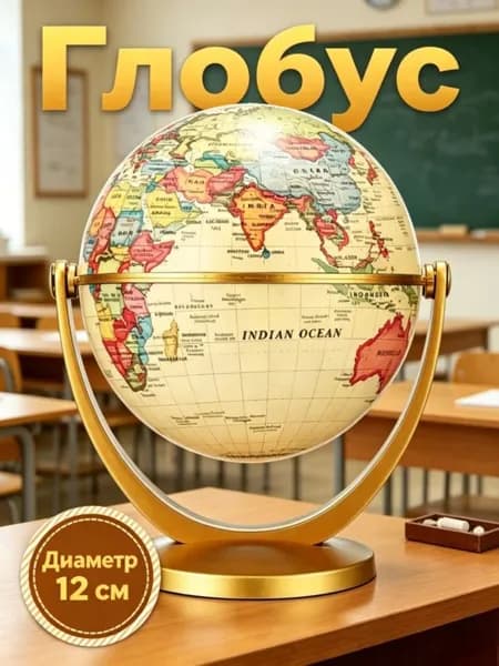 Для изучения географии, глобус, 1 шт.
