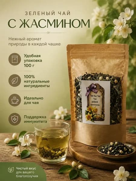 Чай Зеленый с Жасмином ЧАЙ КАК ЧАЙ, 100 г