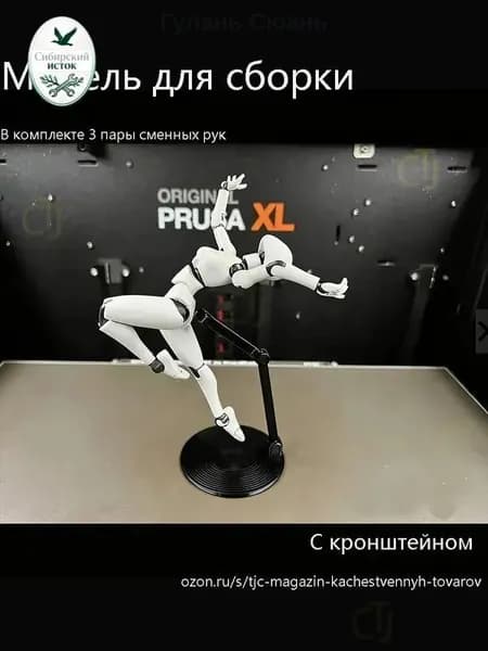 Модель анатомии человека для рисования, подвижные суставы, сборная, с кронштейном, белая