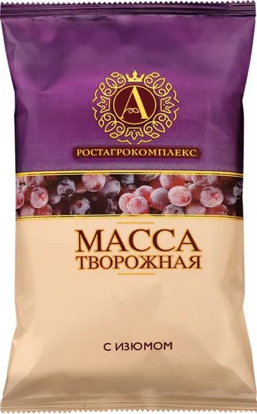 Масса творожная А.РОСТАГРОКОМПЛЕКС с изюмом 20%, без змж, 180г 2 шт.