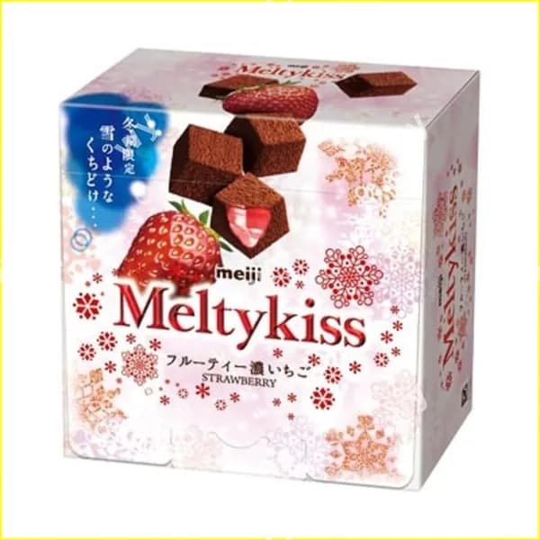 Эксклюзивный японский шоколад Meiji Snow Kiss, молочный с клубникой и матчей, в форме сердца, примерно 13 шт