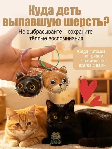 Брелок для хранения кошачьей шерсти прозрачный 2 шт, милый аксессуар с шариком из шерсти