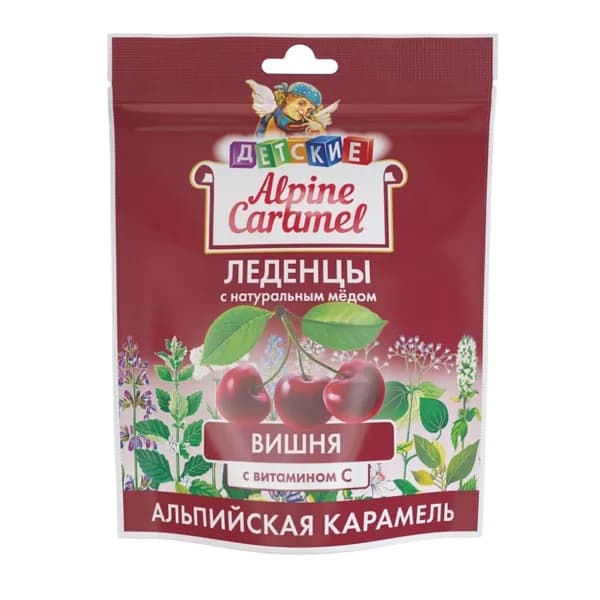 Alpine Caramel Альпийская Карамель, леденцы детские вишня с витамином С