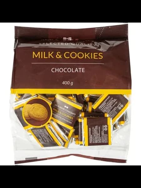 Шоколад порционный Деловой Стандарт Milk&cookies, 5гx80шт, 4