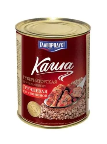 Главпродукт Каша гречневая со свининой, Губернаторская по-домашнему, томленая, 340 г