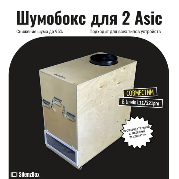 Шумобокс двойной c вентилятором. Под 2 устройства, Asic/Асик майнера