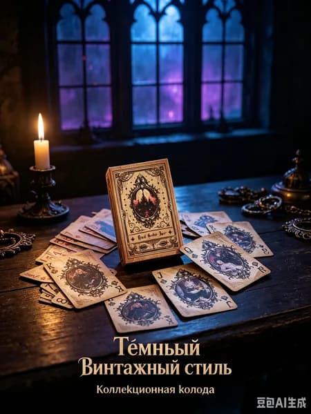 Готические игральные карты "Сияющий замок" 54 шт, коллекционные, темная эстетика