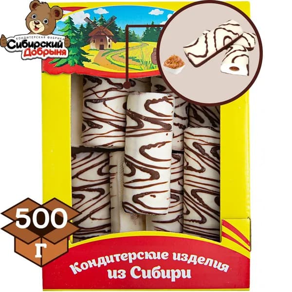 Зефир СГУЩЕНКА ВАРЕНАЯ в белой глазури, 500грамм / мишка в малиннике / Сибирский добрыня
