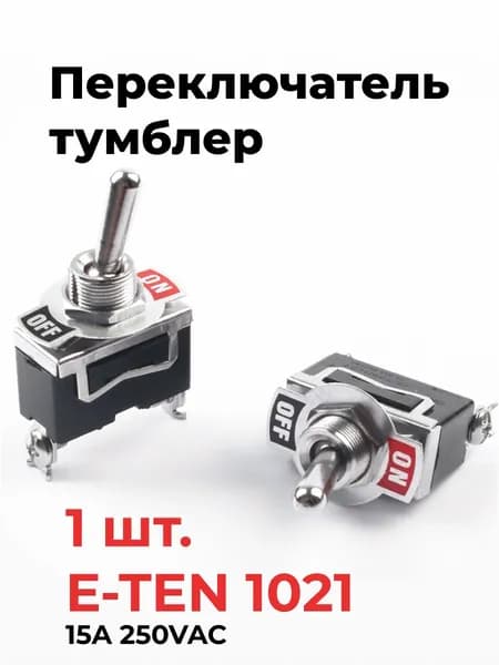 E-TEN 1021 Переключатель тумблер 2 контакта, 2 положения, 15A 250VAC, однополюсный