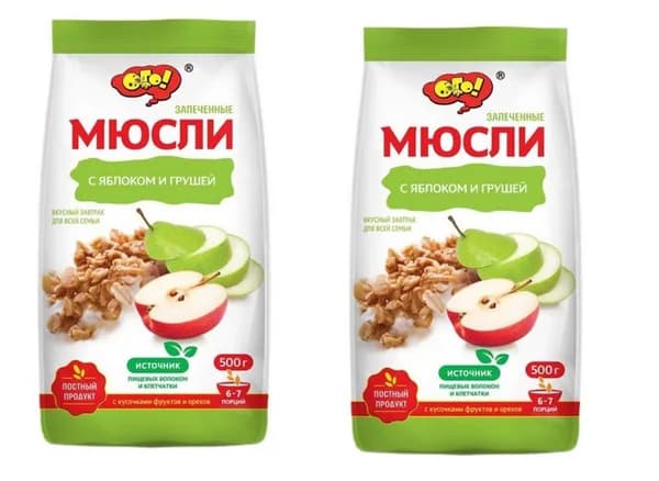 Ого! Мюсли запеченные с яблоком и грушей, 500г,2шт
