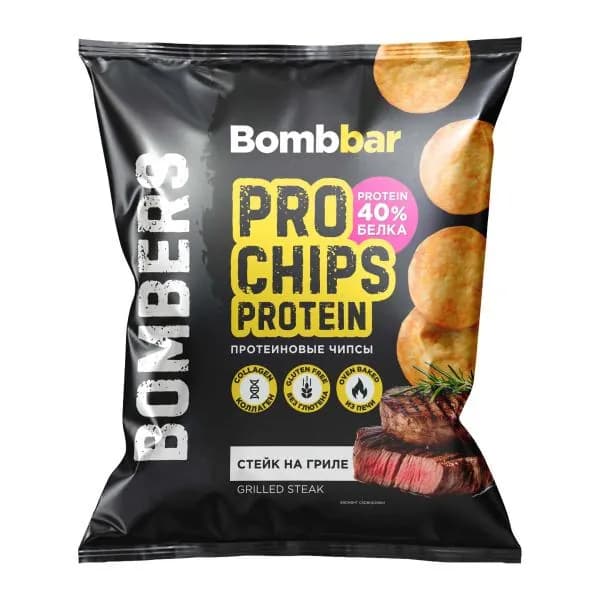 Протеиновые чипсы Стейк на гриле Bombbar Pro 50г