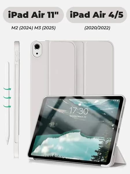 Чехол для iPad Air 11 M3 (2025), Air 11 M2 (2024), Air 5 (2022), Air 4 (2020), светло-серый